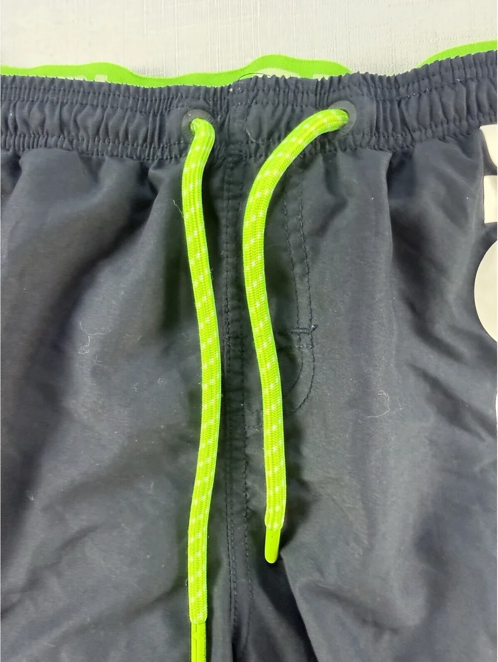 Superdry Premium Swim Shorts Men’s Large Black Green Logo Lined Beach Trunks